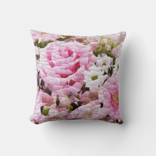 Pink Rose Floral Design Throw Pillow