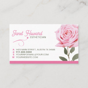 Pink Rose Floral Elegant Calling Business Card