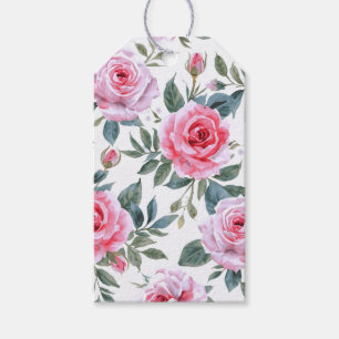 Pink Rose Floral Elegant Watercolor Pattern Gift Tags