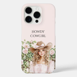 Pink Rose Floral Fence Cowgirl iPhone 16 Pro Case
