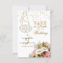 Pink Rose Floral Flowers Save The Date