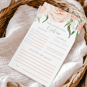 Pink Rose Floral Girl Baby Shower Prediction Game