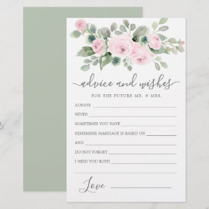Pink Rose Floral Greenery Advice and Wishes Card