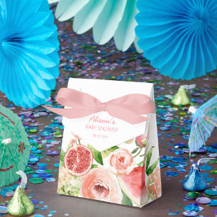 Pink Rose Floral Greenery Girl Baby Shower  Favor Box