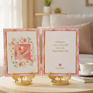 Pink Rose Floral Hearts Mother's Day 3D-style Card