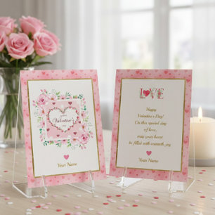 Pink Rose Floral Hearts Valentine's Day Gifts Card