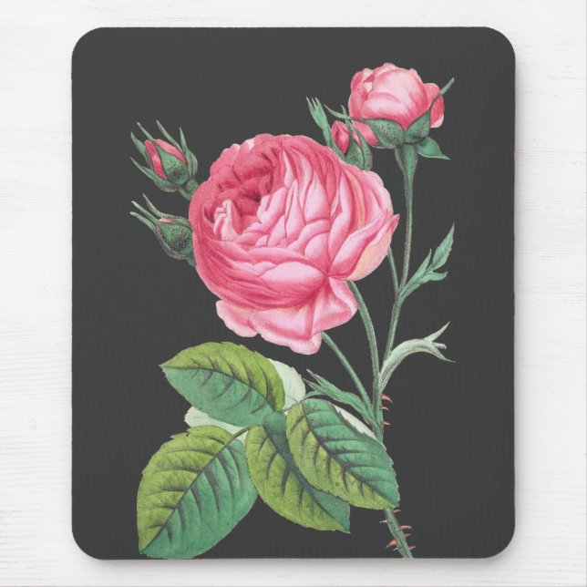Pink rose floral modern mouse pad (Front)