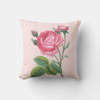 Pink rose floral modern pastel pink throw pillow