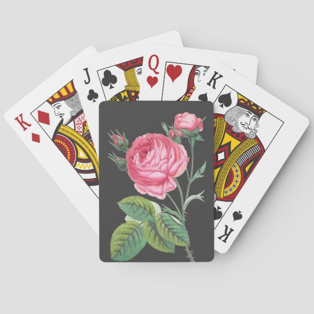 Pink rose floral modern playing cards (Back)