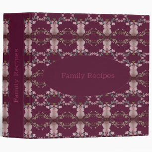 Pink Rose Floral Paterned Recipe Binder