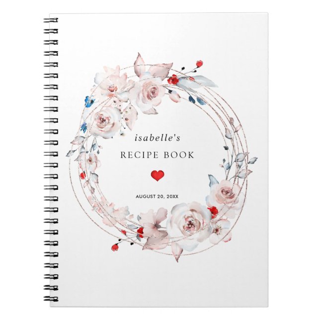 Pink Rose Floral Recipe Book (Front)
