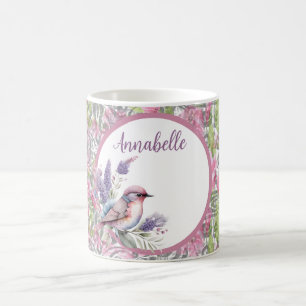 Pink Rose Floral Scroll Coffee Mug