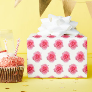 Pink rose floral simple wrapping paper