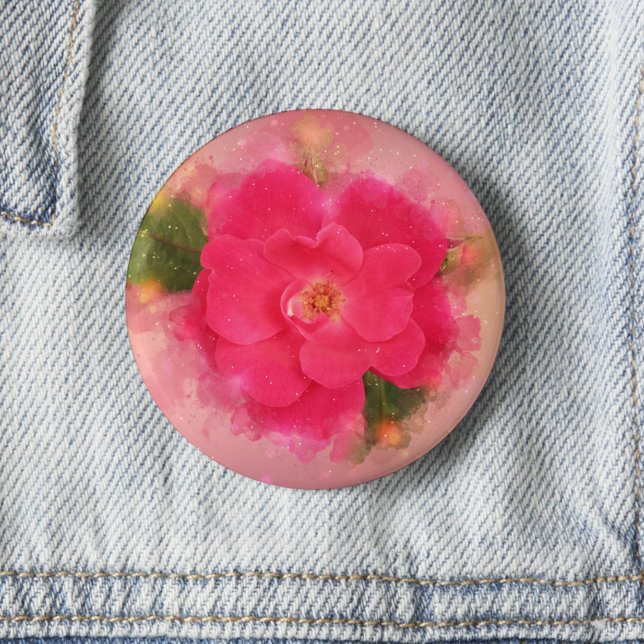 Pink Rose  Floral Watercolor 2 Inch Round Button (Creator Uploaded)