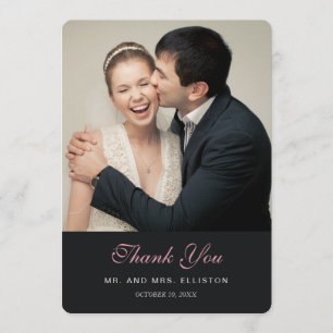 Pink Rose Floral Watercolor Thank You Card