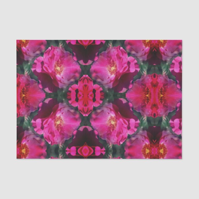 Pink Rose Flower Abstract Decoupage Tissue Paper (Front)