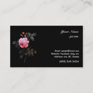 pink rose flower and buds business card