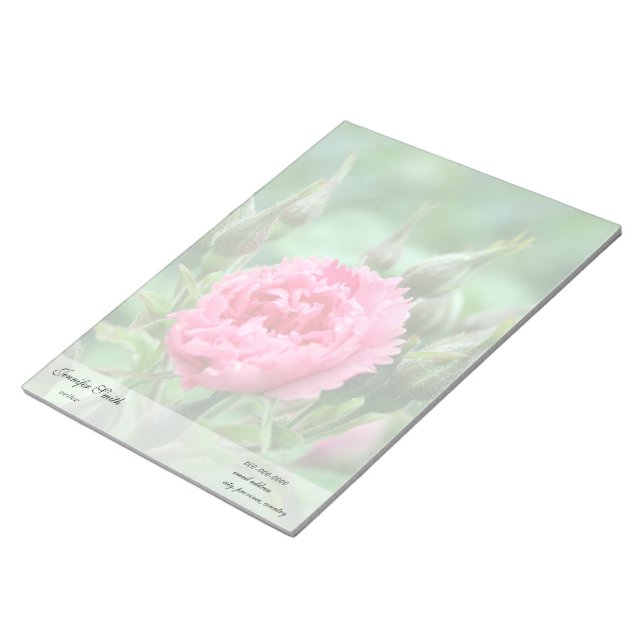 Pink rose flower and green leaves. notepad (Angled)