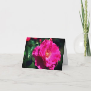 Pink Rose Flower Art Blank Note Card
