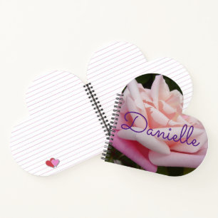 Pink Rose Flower Beautful Garden Floral Girls Name Notebook