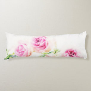 Pink rose flower body pillow