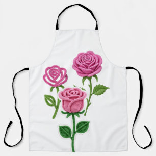 Pink Rose Flower Botanist Pipe Cleaner Flower  Apron