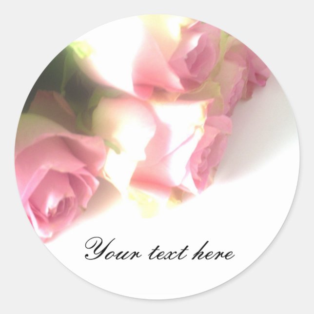 Pink rose flower bouquet wedding stickers (Front)