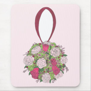 Pink Rose Flower Bridal Bouquet Wedding Shower Mouse Pad