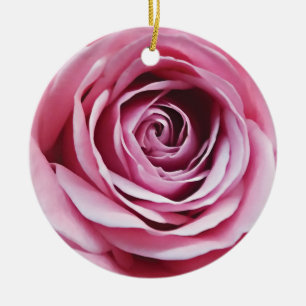 Pink rose flower ceramic ornament