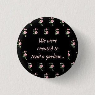 Pink Rose Flower Christian Quote Saying Garden 1 Inch Round Button