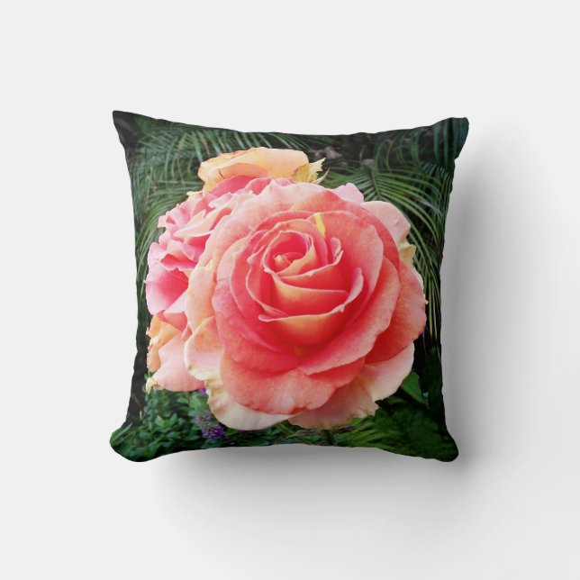 Pink rose flower close-up photo bold modern simple throw pillow (Front)