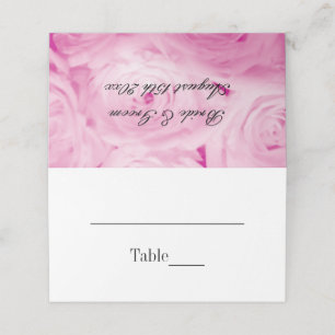 Pink rose flower custom wedding table place cards