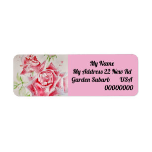 Pink Rose Flower Floral Return Address Labels