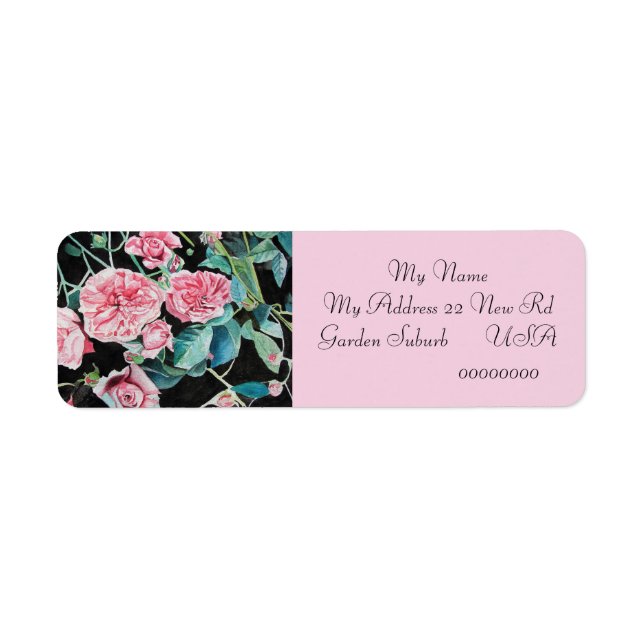 Pink Rose Flower Floral Return Address Labels (Front)