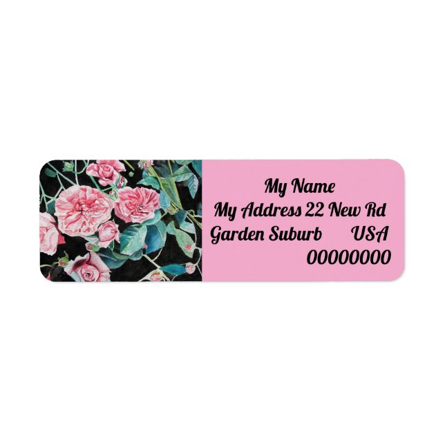 Pink Rose Flower Floral Return Address Labels (Devant)