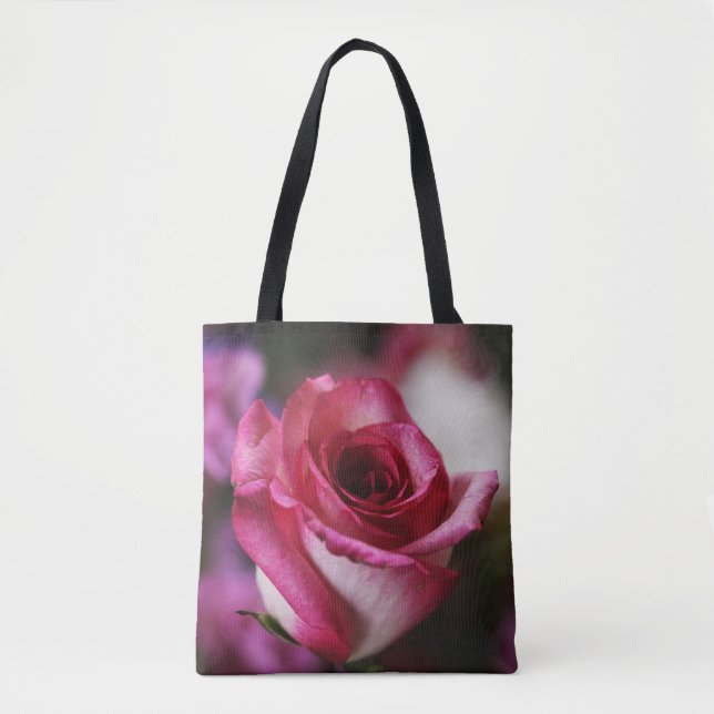 Pink Rose Flower Floral Tote Bag (Front)