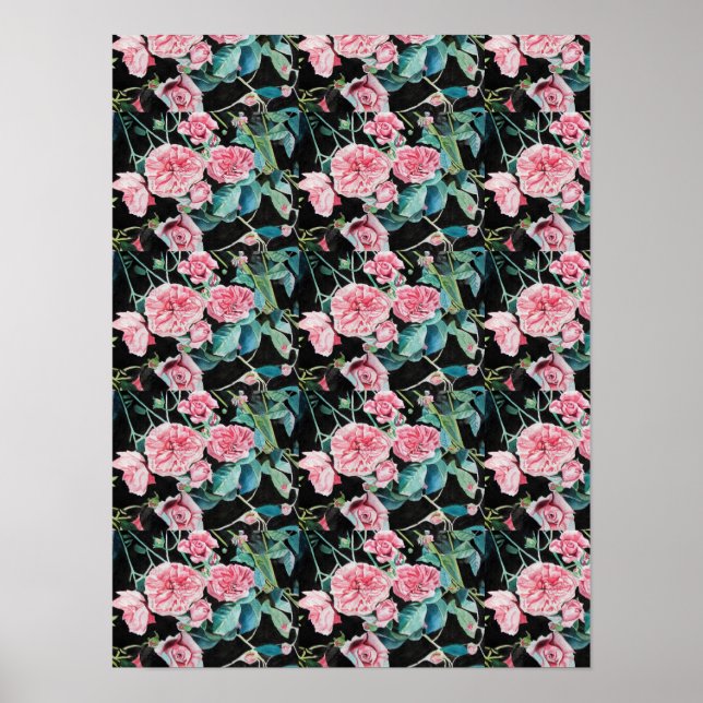 Pink Rose flower flowers Shabby Chic Poster (Front)