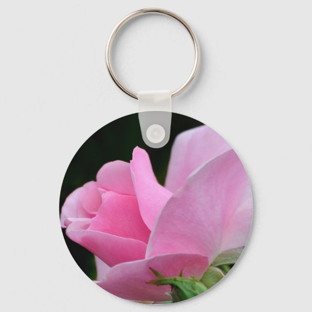 Pink Rose Flower Keychain (Front)