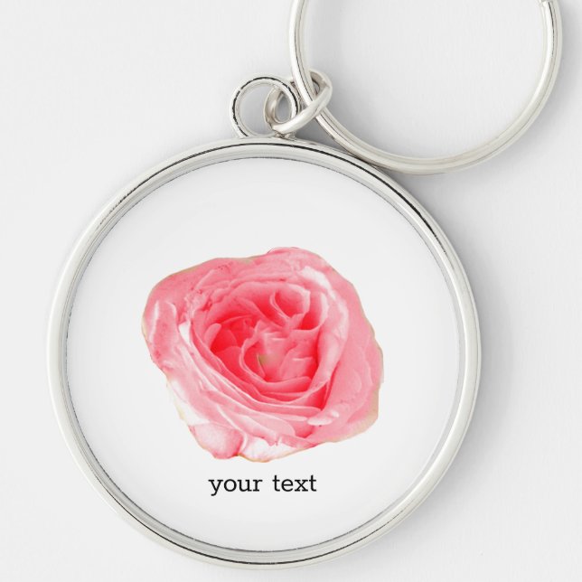 Pink Rose Flower Keychain (Front)