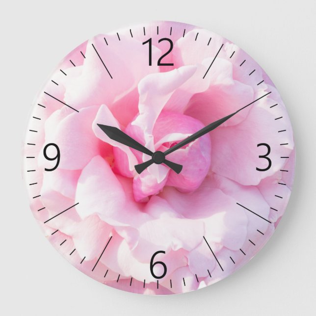 Pink rose flower large clock (Front)