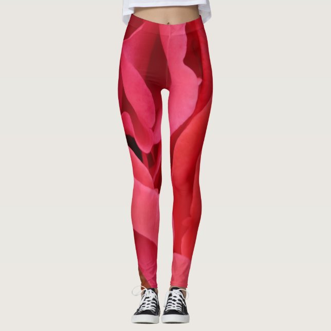 Pink rose flower leggings (Front)
