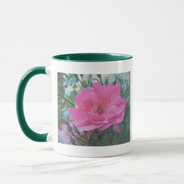 pink rose flower mug (Left)