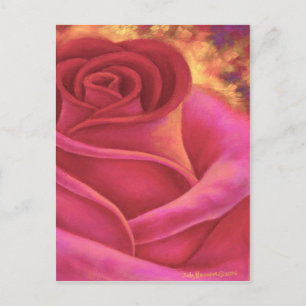 Pink Rose Flower Painting Art - Multi Postcard