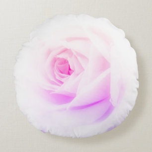 Pink rose flower round pillow