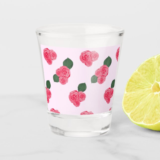 Pink Rose Flower Shot Glass (Front)