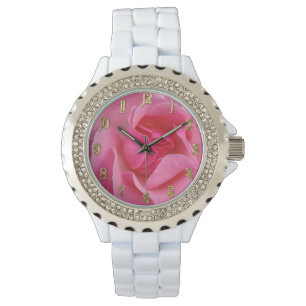 Pink rose flower watch