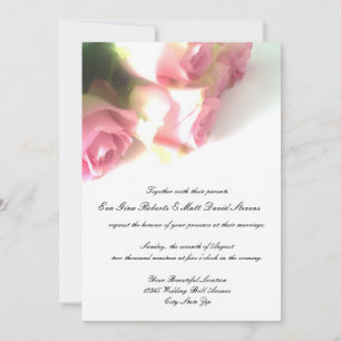 Pink rose flower wedding invitations