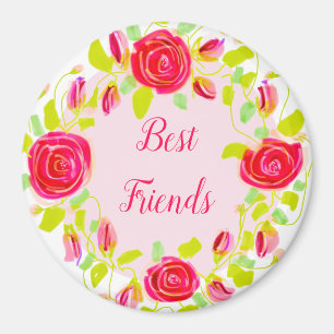 Pink Rose Flowered Magnet