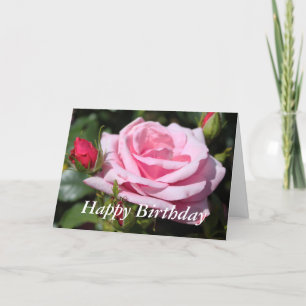 pink rose flowers happy birthday. love, girlfriend card