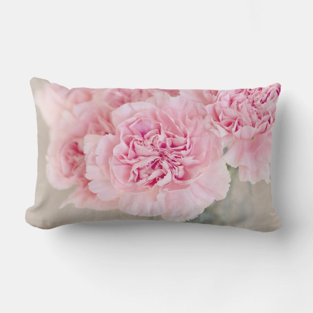 Pink Rose Flowers Lumbar Pillow (Front)